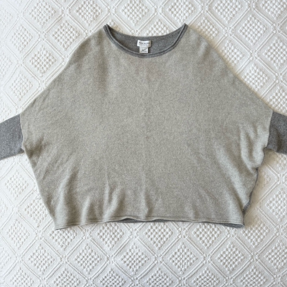Club Monaco grey cashmere sweater, two-tone colour block size XS